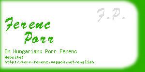 ferenc porr business card